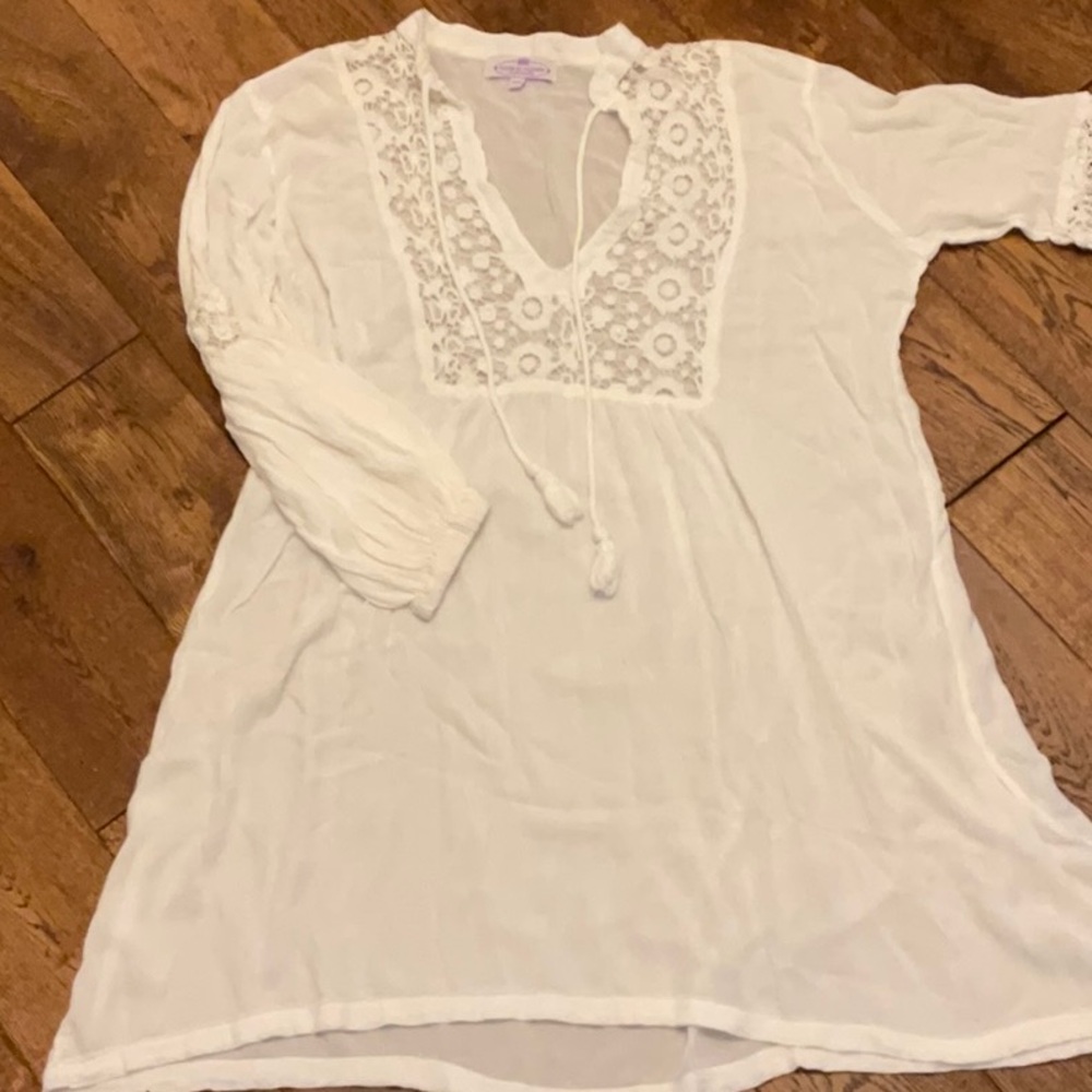 White gauze boho dress/ cover up